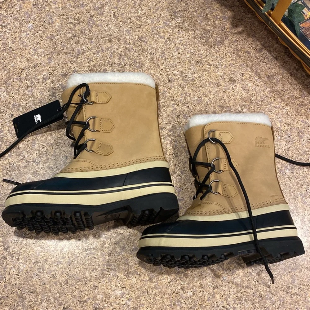 NWT Sorel Caribou Winter Waterproof Boots Youth 3 1123511 Faux Fur FLAWS  No Box - Picture 9 of 17